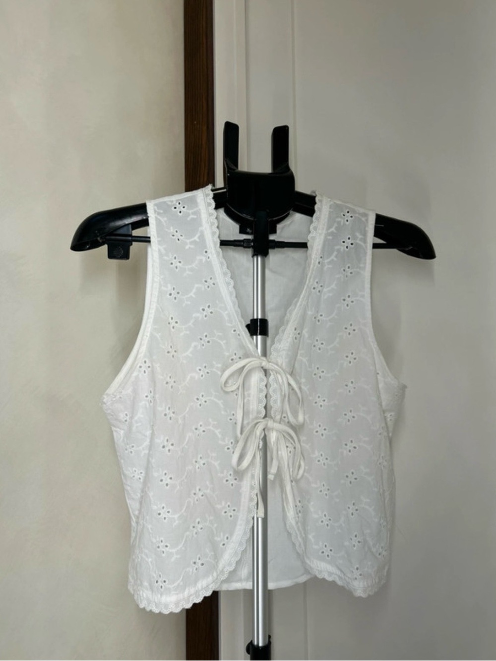 Self Esteem White Eyelet Tie-Front Camisole